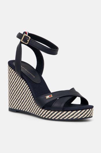 Sandály Tommy Hilfiger IM RAFFIA SANDAL tmavomodrá barva, FW0FW08224