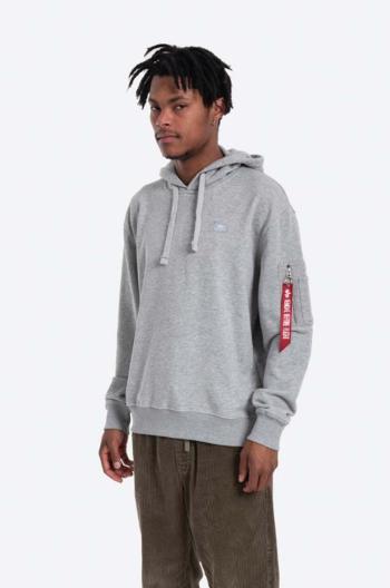 Mikina Alpha Industries X-Fit Hoody pánská, šedá barva, s kapucí, hladká, 158321.17