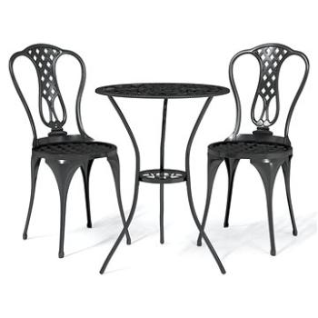 3dílný bistro set litý hliník černý, 317754 (317754)