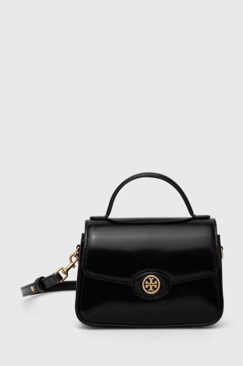 Kožená kabelka Tory Burch Robinson Spazzolato Small černá barva, 147467.001