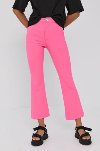 Kalhoty Chiara Ferragni Uniform dámské, růžová barva, široké, high waist