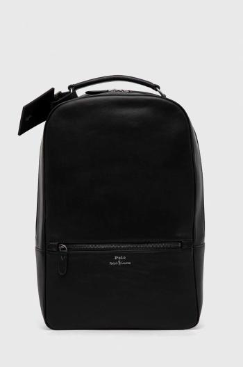 Kožený batoh Polo Ralph Lauren pánský, černá barva, velký, hladký