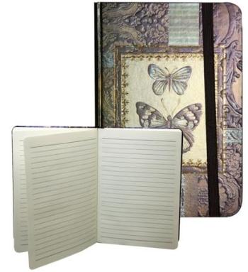 Ivana Kohoutová zápisník s gumičkou A5 145 x 210 mm zlatý s 2 motýli D
