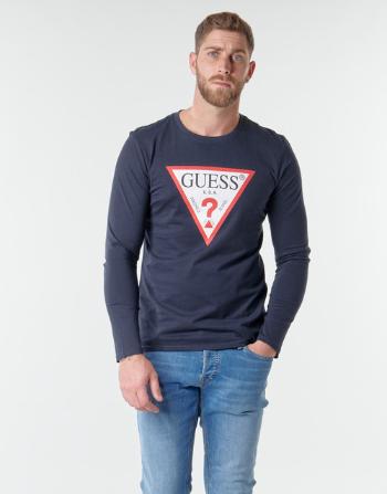 Guess GUESS pánské tmavě modré tričko s dlouhým rukávem ORGANIC COTTON