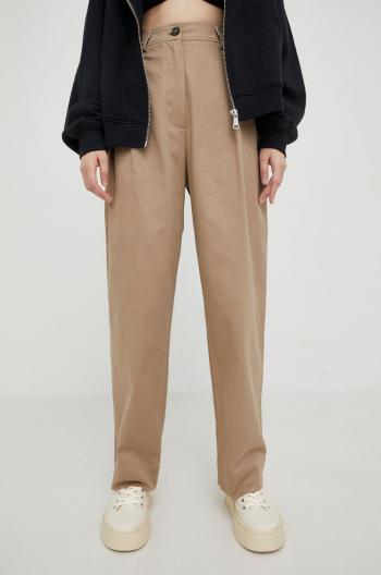 Kalhoty Marc O'Polo dámské, hnědá barva, široké, high waist