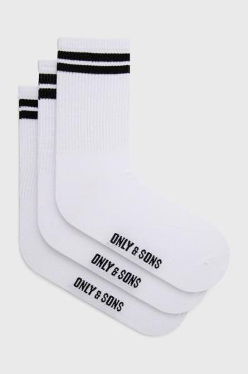 Ponožky Only & Sons (3-pack) pánské, bílá barva