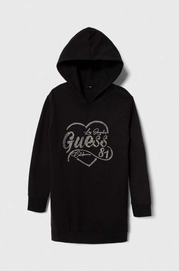 Dětské bavlněné šaty Guess černá barva, mini