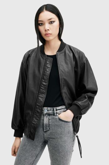 Kožená bomber bunda AllSaints BELLE dámská, černá barva, přechodná, W008LB