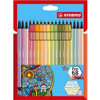 STABILO Pen 68, nové barvy, pouzdro 18 barev (4006381578912)