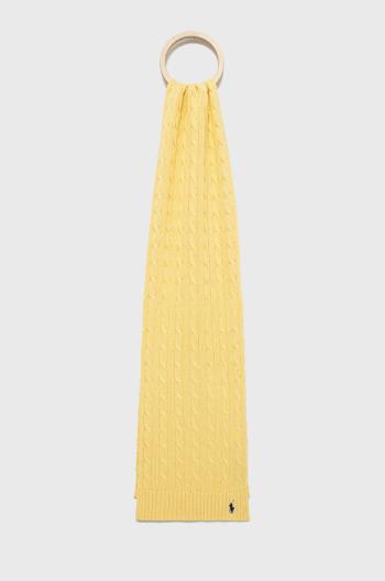 Bavlněný šátek Polo Ralph Lauren žlutá barva, hladký