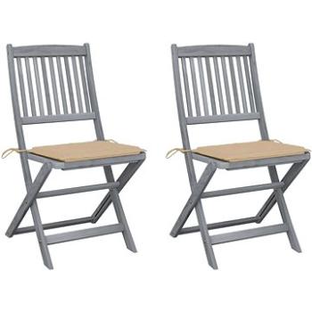 Skládací zahradní židle s poduškami 2 ks masivní akáciové dřevo, 3064539 (3064539)