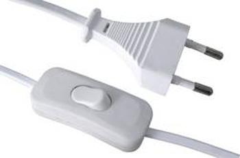 Síťový kabel s přepínačem, zástrčka/otevřený konec, 0,75 mm², 1,5 m, bílá