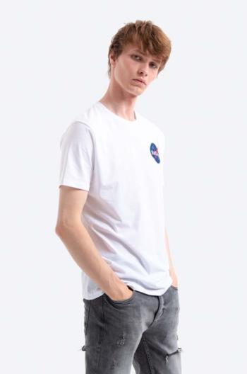 Bavlněné tričko Alpha Industries Space Shuttle T bílá barva, s potiskem, 176507.09