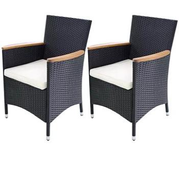 Zahradní židle 2 ks s poduškami polyratan černé 42572 (42572)