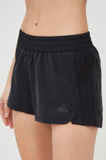 Tréninkové šortky adidas Performance dámské, černá barva, hladké, medium waist