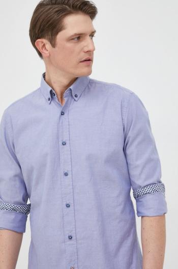 Bavlněné tričko BOSS slim, s límečkem button-down