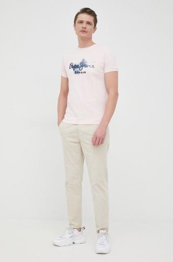 Bavlněné tričko Pepe Jeans Golders N růžová barva, s potiskem
