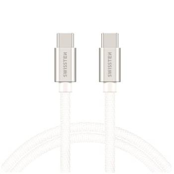 Swissten textilní datový kabel USB-C/USB-C 2m stříbrný (71528202)