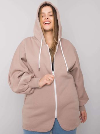 BÉŽOVÁ DÁMSKÁ MIKINA NA ZIP S KAPUCÍ RV-BL-7282.22P-BEIGE Velikost: ONE SIZE