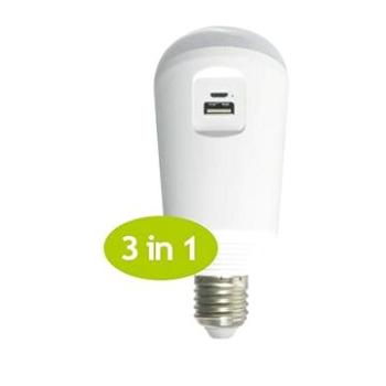 SMD LED Smart USB In-Out A70 7W / E27 / 230V / 6500K / 650 lm / 120° / Li-ion 2600mA + solární panel (SMARTSOL)