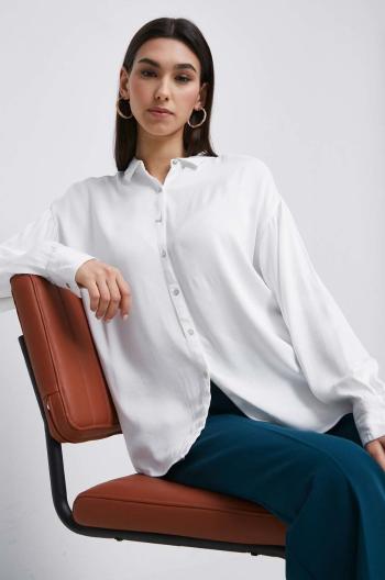 Košile Medicine dámská, bílá barva, relaxed, s klasickým límcem