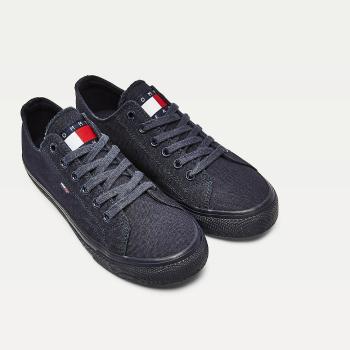 Tommy Jeans dámské tmavě modré látkové tenisky Long Lace Up - 36 (C87)