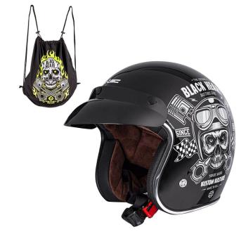 Moto přilba W-TEC Black Heart Kustom Barva Skull, černá lesk, Velikost XS (53-54)