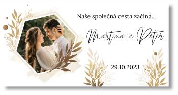 Svatební banner s fotkou - Boho Rozměr banner: 130 x 65 cm