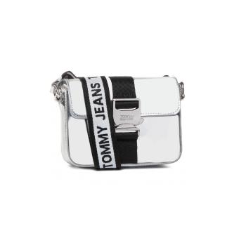 Tommy Hilfiger Tommy Jeans dámská metalická stříbrná crossbody kabelka FEMME ITEM SM CROSSOVER MET