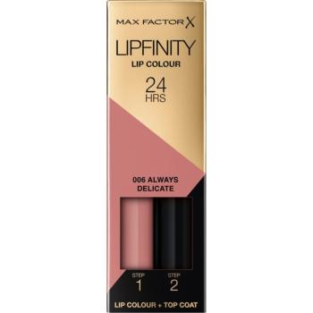 Max Factor Lipfinity Lip Colour dlouhotrvající rtěnka s balzámem odstín 006 Always Delicate