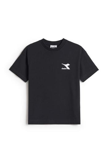 Dětské bavlněné tričko Diadora černá barva