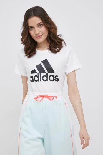 Bavlněné tričko adidas GL0649 bílá barva