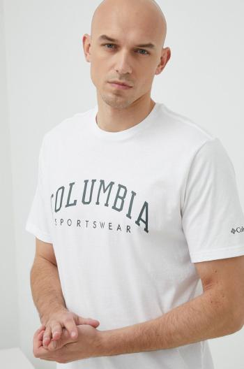 Bavlněné tričko Columbia bílá barva