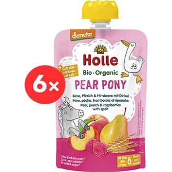 HOLLE Pear Pony BIO hruška broskev maliny a špalda 6× 100 g (7640161877320)