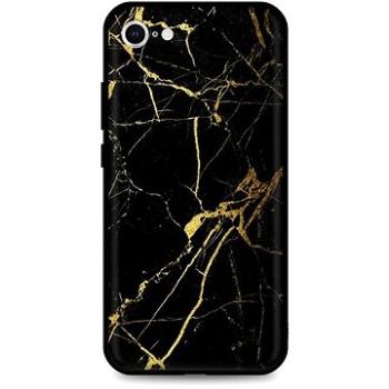 TopQ Kryt LUXURY iPhone SE 2022 pevný Marble černo-zlatý 74107 (Sun-74107)