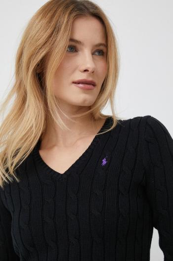 Bavlněný svetr Polo Ralph Lauren dámský, černá barva, lehký