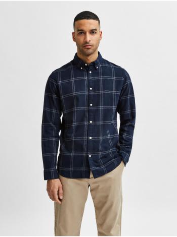 Tmavě modrá pánská kostkovaná flanelová košile Selected Homme Slim Flannel