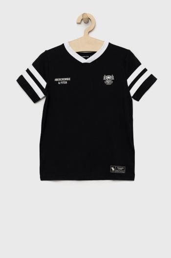 Dětské tričko Abercrombie & Fitch černá barva, s potiskem