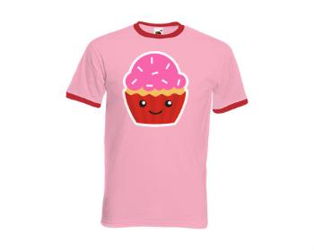 Pánské tričko s kontrastními lemy Kawaii cupcake