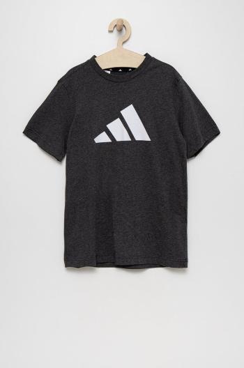 Dětské bavlněné tričko adidas Performance HG8856 šedá barva