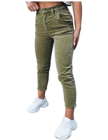 Khaki rovné kalhoty mom fit finn vel. L