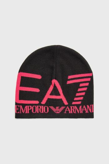Čepice EA7 Emporio Armani růžová barva, z tenké pleteniny, bavlněná