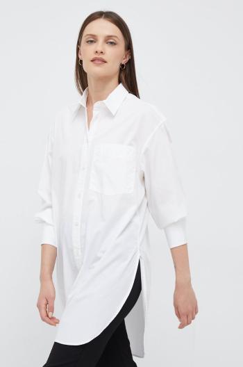 Košile GAP bílá barva, relaxed, s klasickým límcem