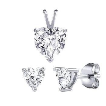 Silvego stříbrný set šperků srdce čiré krystal náušnice a přívěsek JJJHEART01