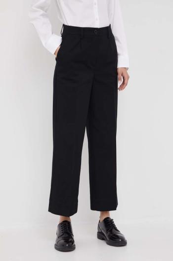 Kalhoty Sisley dámské, černá barva, jednoduché, high waist