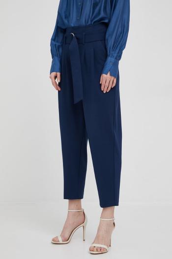 Kalhoty Lauren Ralph Lauren dámské, tmavomodrá barva, jednoduché, high waist