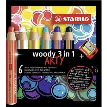 STABILO Barevné tužky "Woody ARTY 3 in 1", 6 různých barev, kulatá, silná, STABILO (4006381547123)