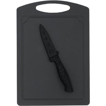 STEUBER Krájecí deska 29 x 20 cm s nožem na loupání, černá (4016002068555)