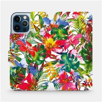 Flipové pouzdro na mobil Apple iPhone 12 Pro Max - MG07S Pestrobarevné květy a listy (5903516377688)