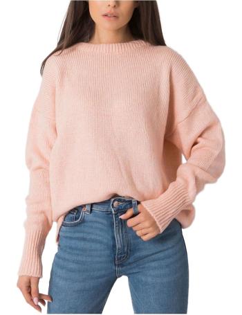Světle růžový dámský svetr s výstřihem na zádech vel. ONE SIZE